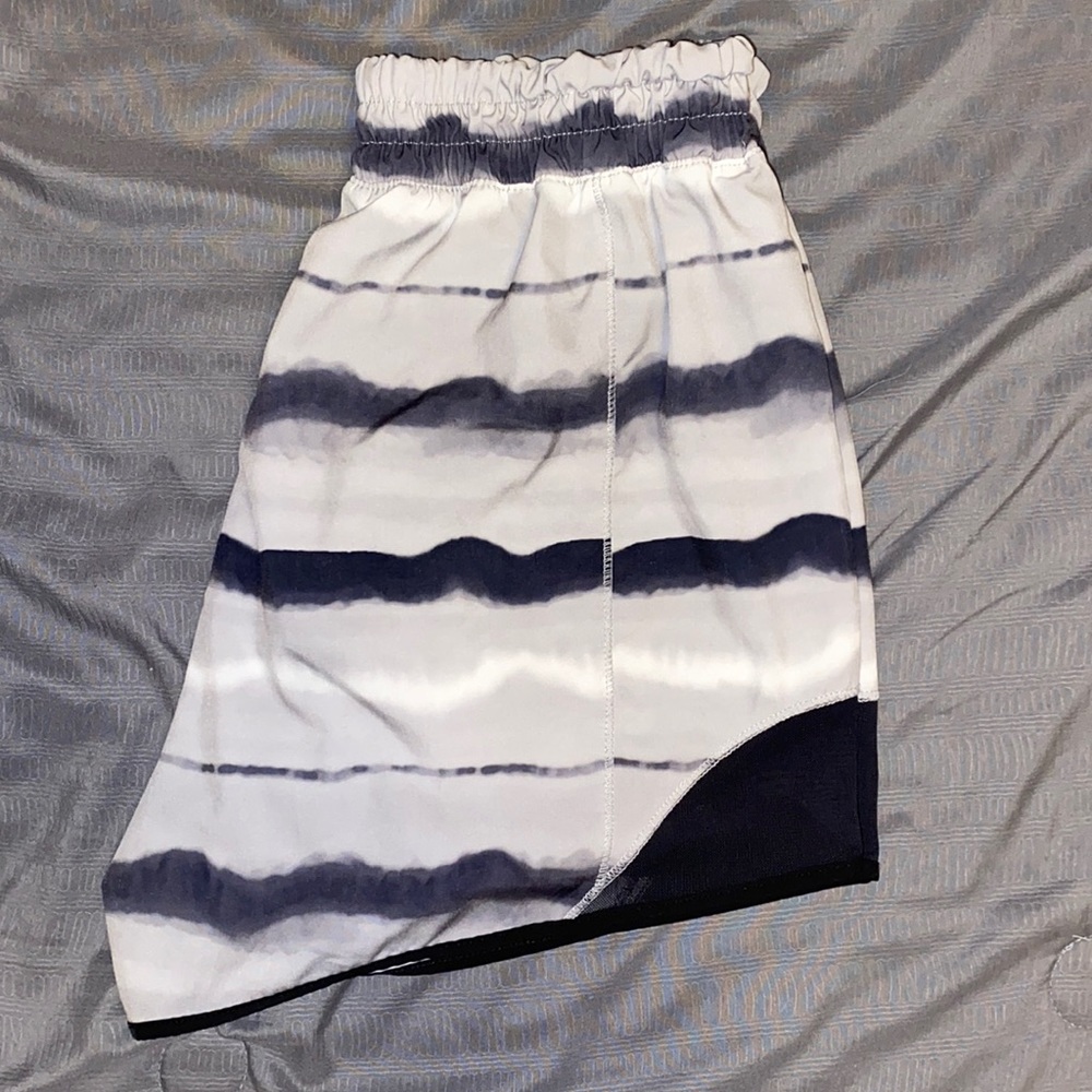 Women’s Maurices in Motion Athletic Shorts. Gray and silver with black accents.